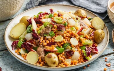 Lentil Salad with Potatoes and Cranberry dressing
