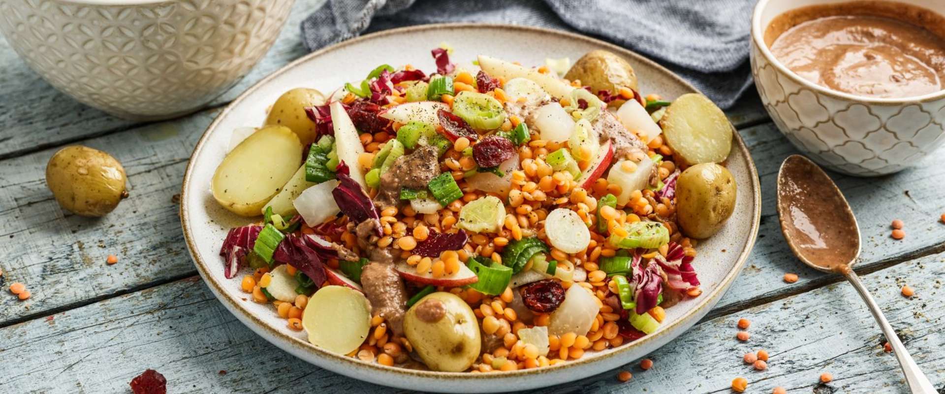 Lentil Salad with Potatoes and Cranberry Dressing